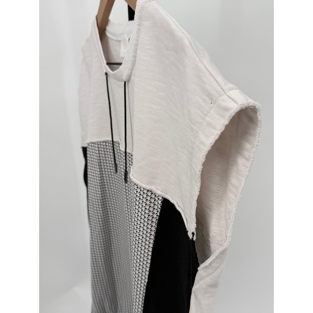 Que Cotton French Terry Sleeveless Sweatshirt Colorblock Geometric Avant‎ Garde - Picture 4 of 9
